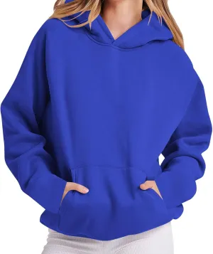 Women's Oversized Hoodies Fleece Sweatshirts Drop Shoulder Long Sleeve Sweaters Pullover Y2k Fall Outfits with Pocket