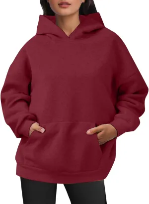 Womens Oversized Hoodies Trendy Preppy Sweatshirts Casual Pocket Drop Shoulder Pullover Sweater Fall Outfits
