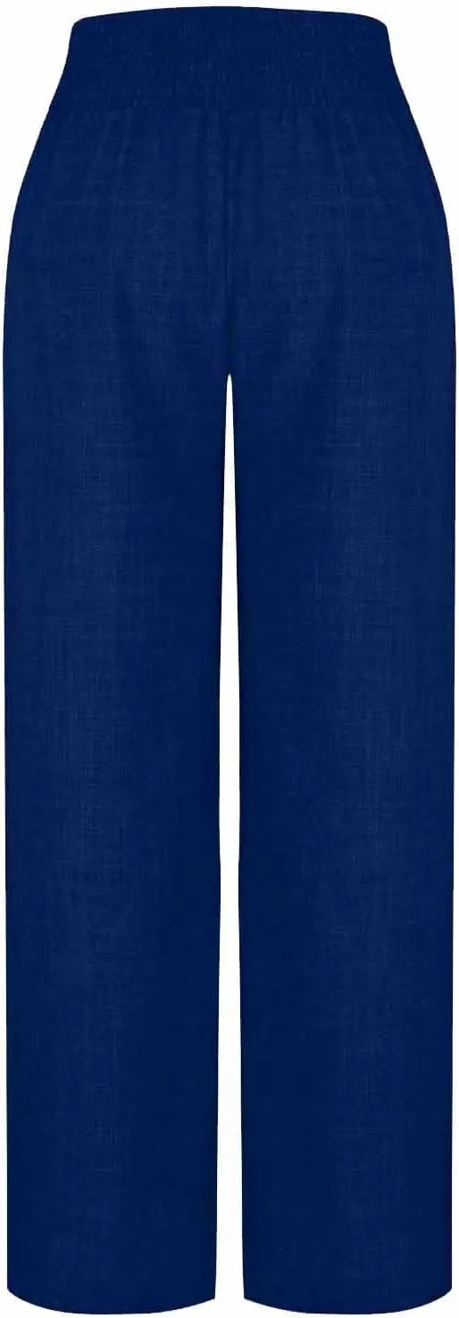 Womens Petite Wide Leg Pants Casual Summer Dress Pant High Waist Straight Trousers Joggers Slacks Outfits with Pockets
