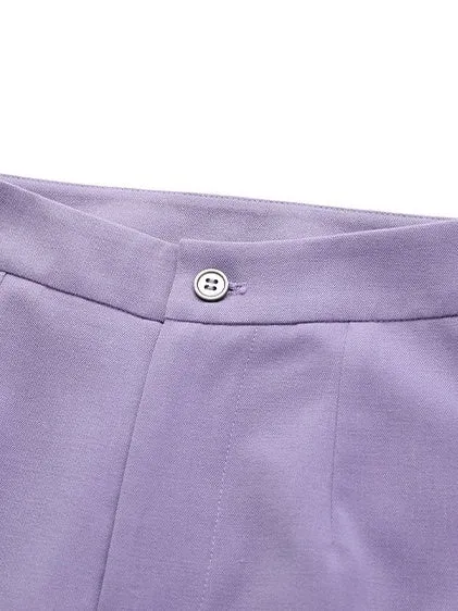 Women's Purple Peak Laple Satin Double Breasted 2 Pieces Suits