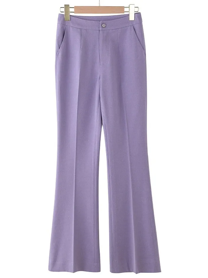 Women's Purple Peak Laple Satin Double Breasted 2 Pieces Suits