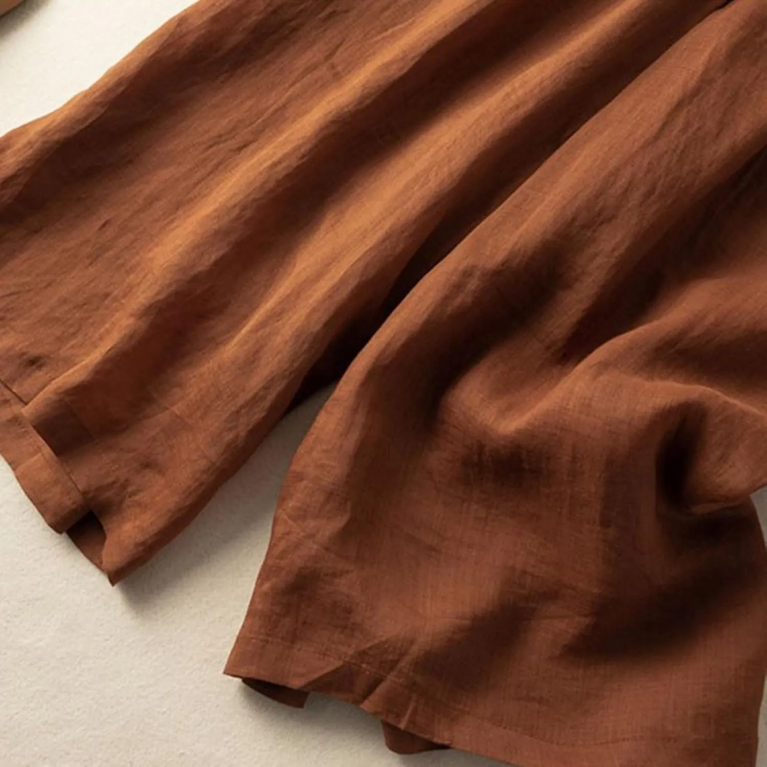 Womens Summer Cotton Linen Dress Pants Wide Legs Pure Color Pant High Waisted Drawstring Loose Trousers