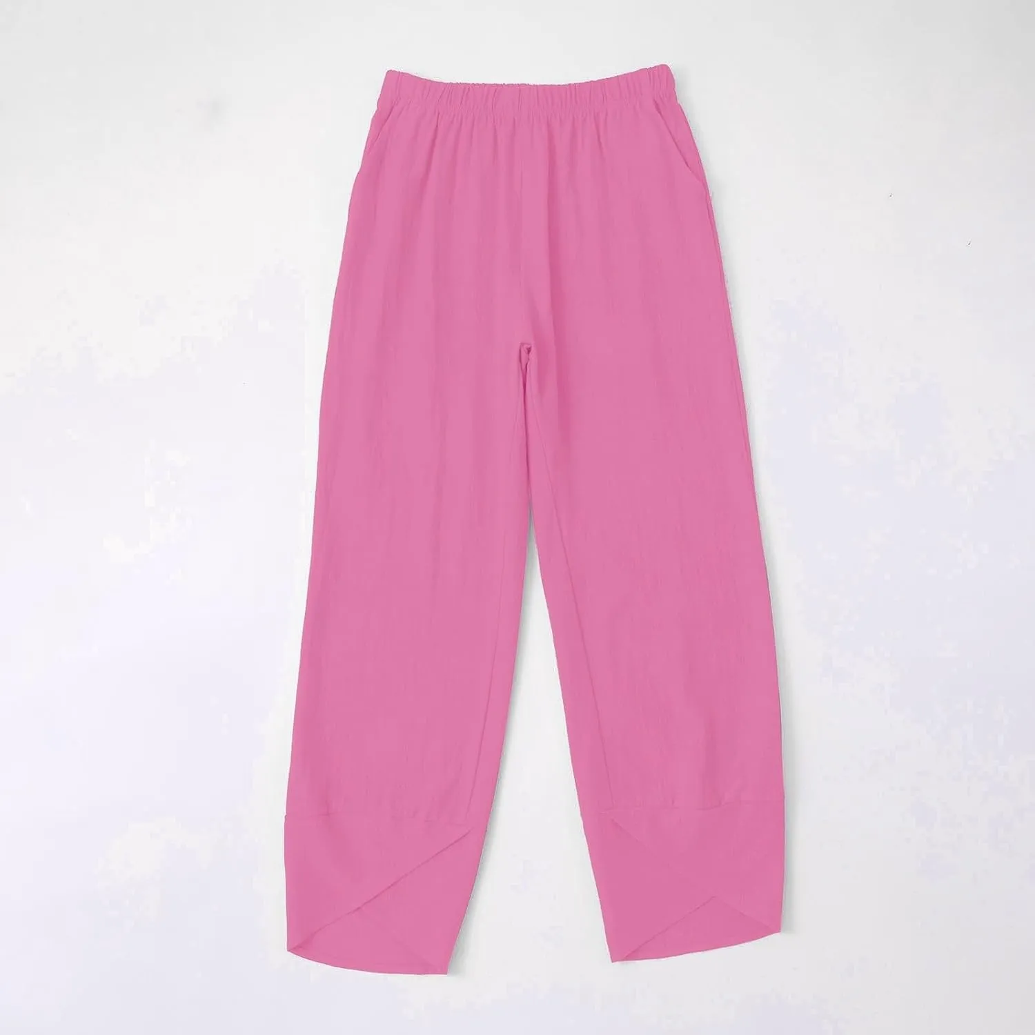Womens Summer Cotton Linen Pants 2025 Casual Capri Pants with Pockets Cropped High Waisted Comfy Baggy Trousers