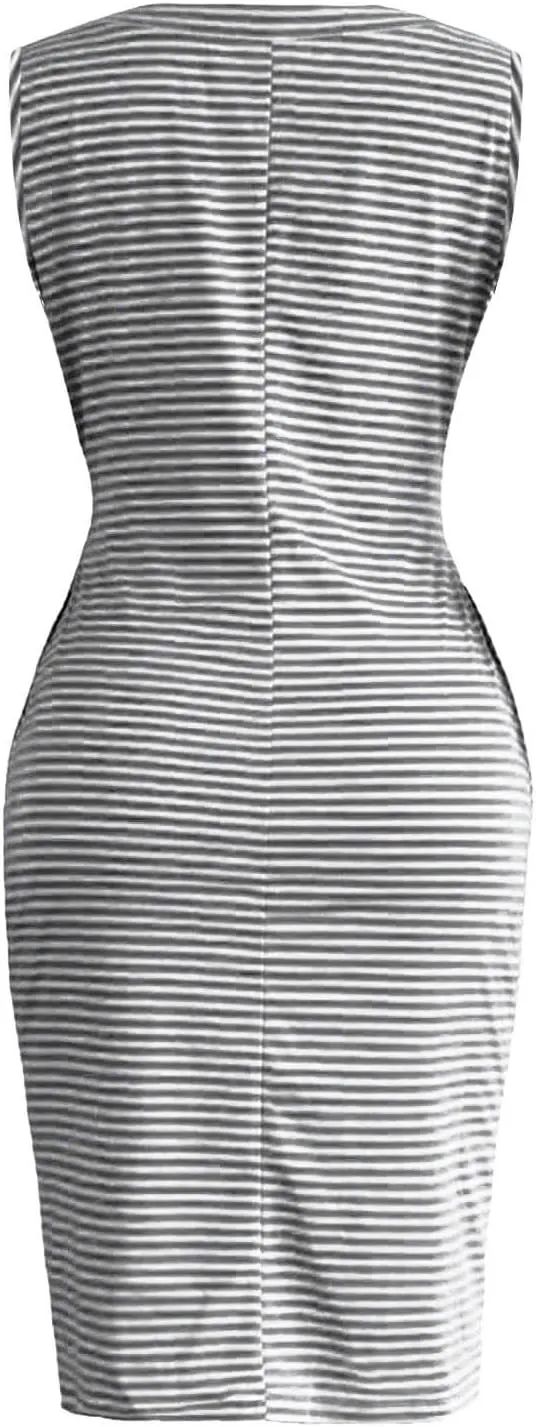 Women's Summer Dresses 2023 Casual Striped Sundresses Short Sleeve T-Shirt Dress Tie Waist Dress with Pockets Skirts