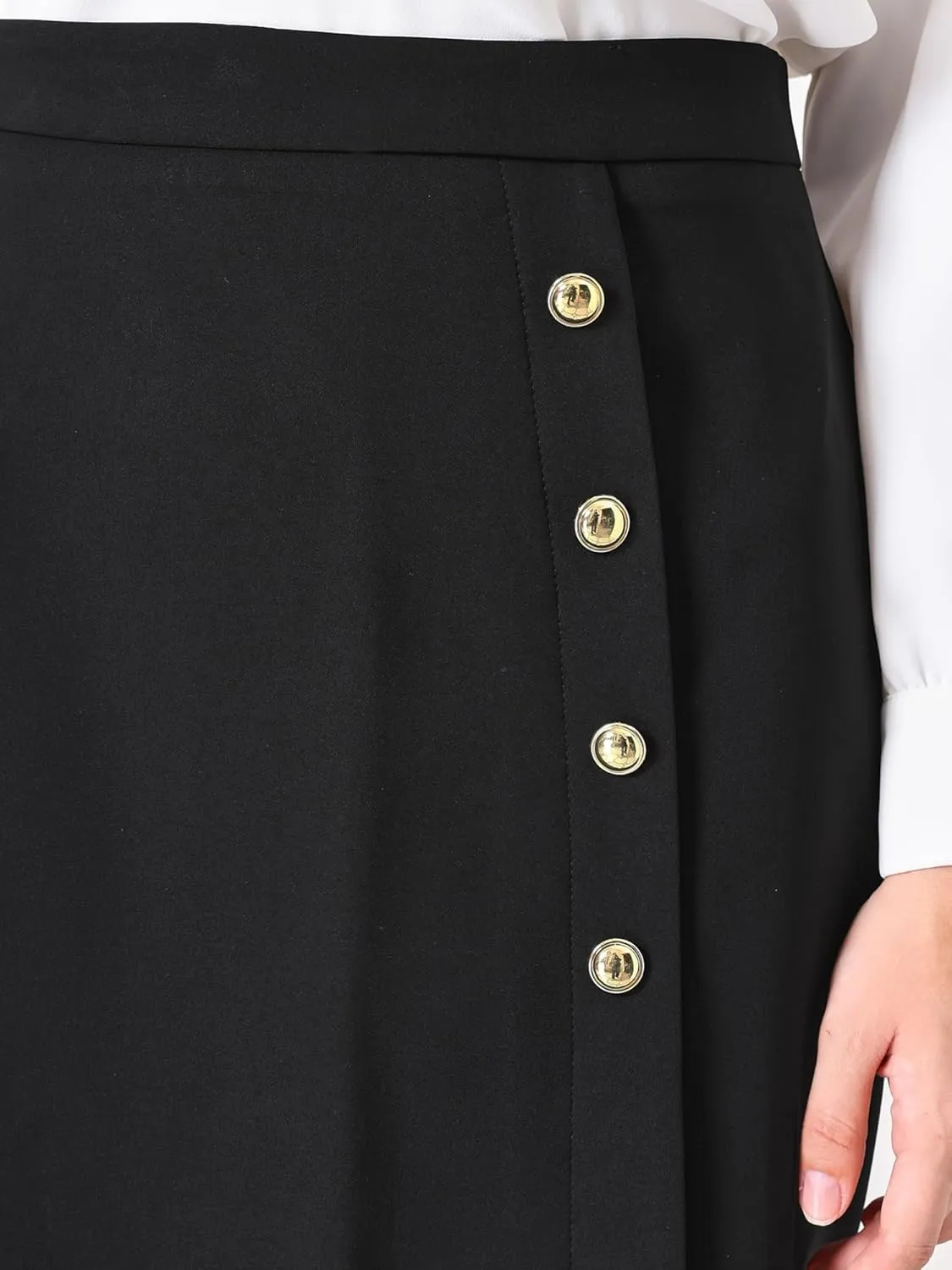 Women's Wear to Work Pencil Skirt High Waist Button Decor Midi Skirts