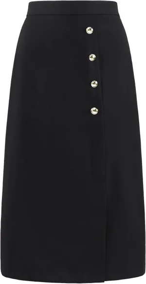 Women's Wear to Work Pencil Skirt High Waist Button Decor Midi Skirts