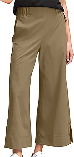 Women's Wide Leg Pants with Pockets High Waist Casual Linen Pants Plus Size Summer Comfy Pull on Straight Leg Trousers