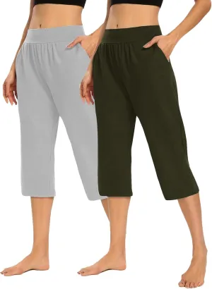 Women's Yoga Pants High Waist 2 Piece Yoga Pants Fashion Tummy Control Leggings Loose Fit Casual Work Pants