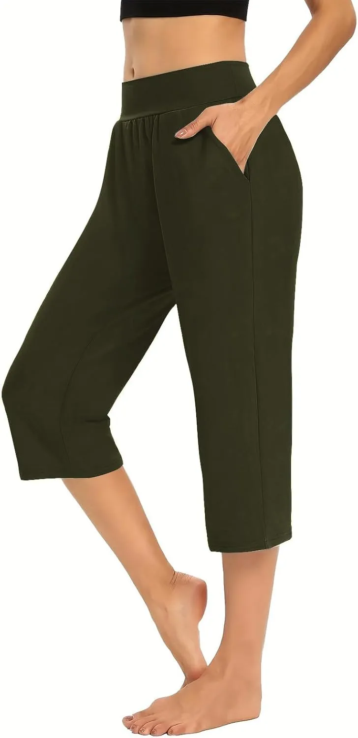 Women's Yoga Pants High Waist 2 Piece Yoga Pants Fashion Tummy Control Leggings Loose Fit Casual Work Pants