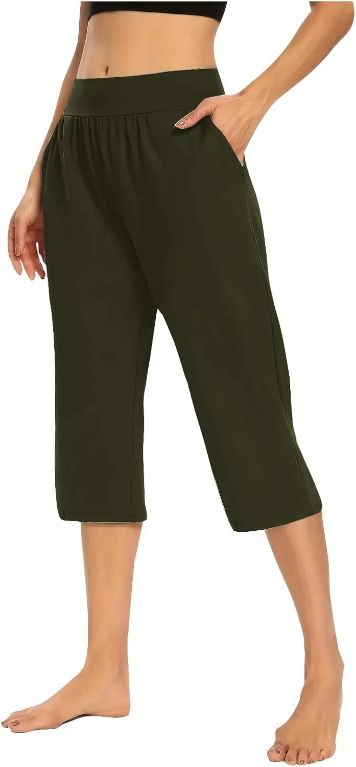 Women's Yoga Pants High Waist 2 Piece Yoga Pants Fashion Tummy Control Leggings Loose Fit Casual Work Pants
