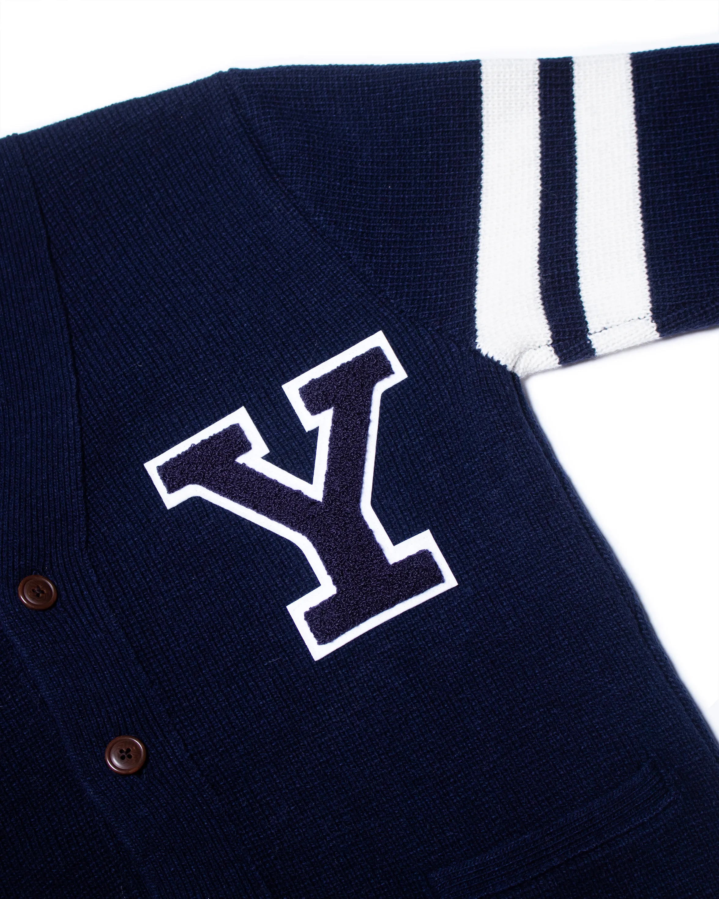 YALE WOOL VARSITY CARDIGAN - DARK NAVY