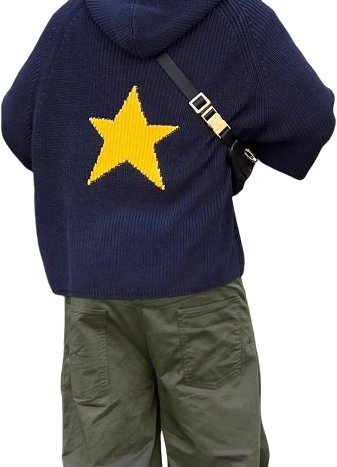 Yimoon Womens Star Hoodies Y2k Sweater Oversized Graphic Aesthetic 90s Sweatshirt Knit Crewneck Vintage Pullover Tops