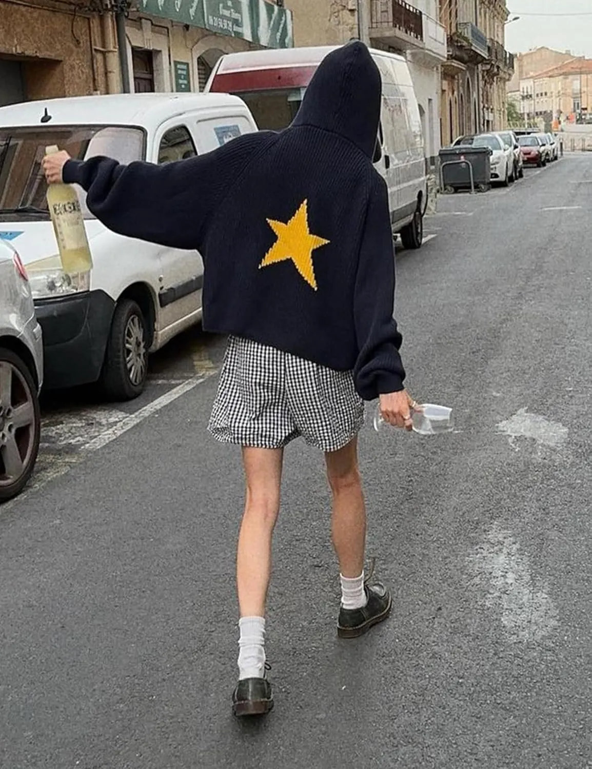 Yimoon Womens Star Hoodies Y2k Sweater Oversized Graphic Aesthetic 90s Sweatshirt Knit Crewneck Vintage Pullover Tops