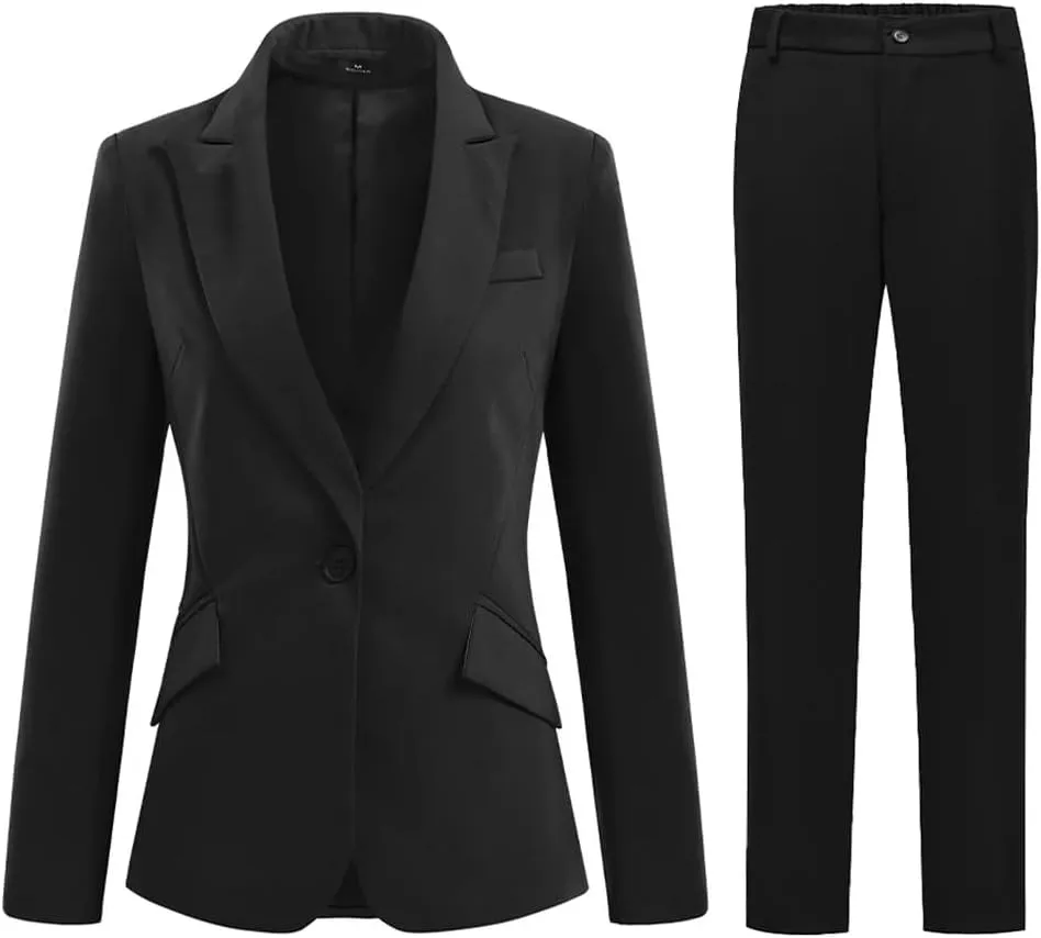 YUNCLOS Womens Formal Two Piece Office Lady Suit Set Work Blazer Jacket Pant