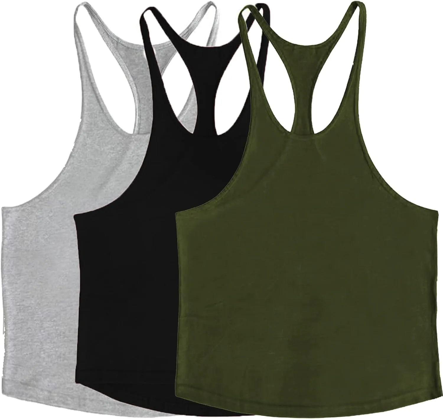 ZUEVI Men's Stringer Tank Tops Muscule Cut Bodybuilding Gym Vest Y-Back Workout Sleeveless T-Shirt