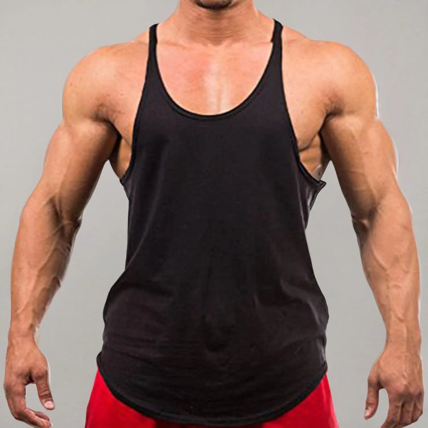 ZUEVI Men's Stringer Tank Tops Muscule Cut Bodybuilding Gym Vest Y-Back Workout Sleeveless T-Shirt
