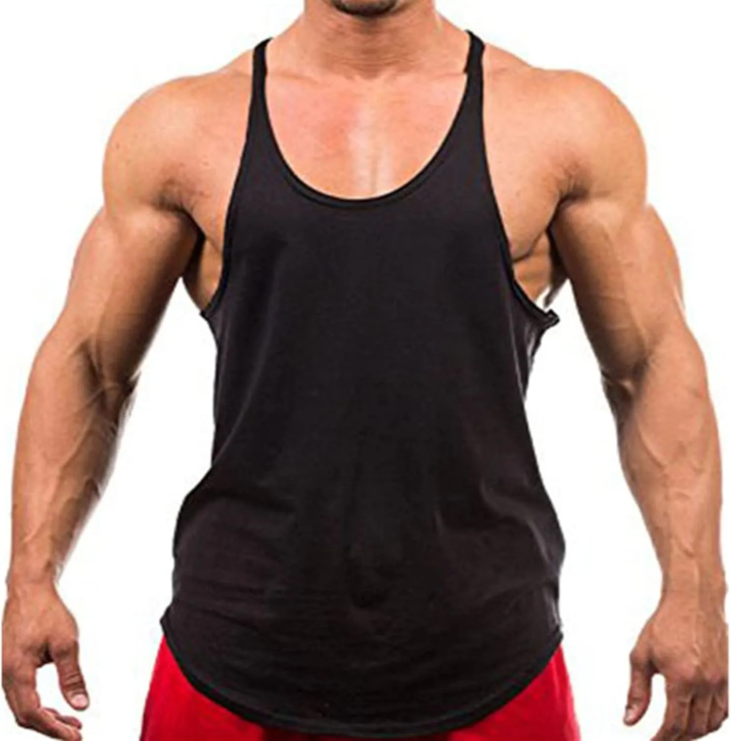 ZUEVI Men's Stringer Tank Tops Muscule Cut Bodybuilding Gym Vest Y-Back Workout Sleeveless T-Shirt